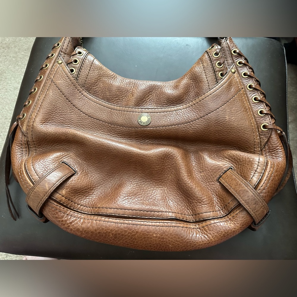 Vintage Coach Tobacco Abbey Lace Flap Pebbled Leather Satchel Hobo Style 10971 - Picture 2 of 13